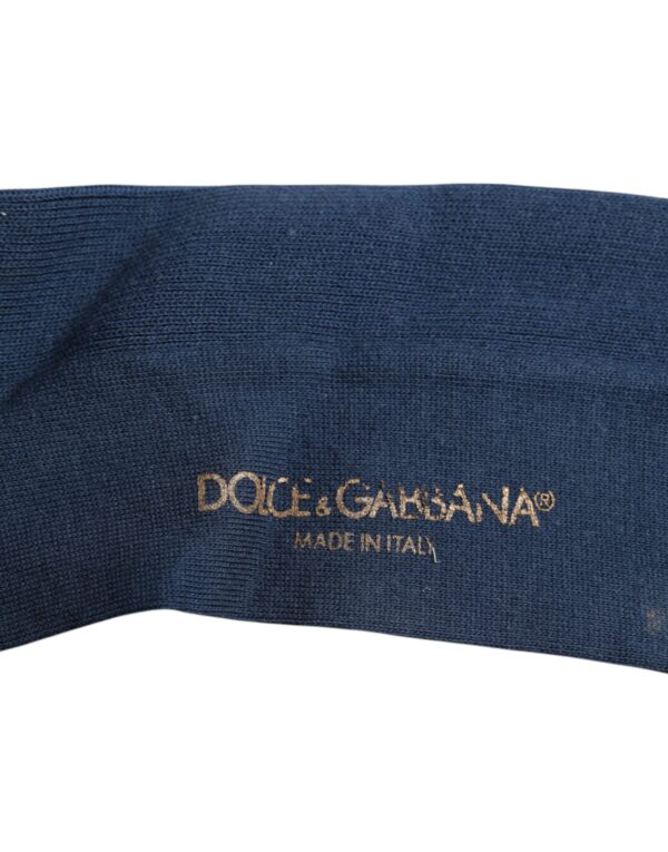 Dolce & Gabbana Blue Cotton DG Logo Over The Calf Socks - Image 3
