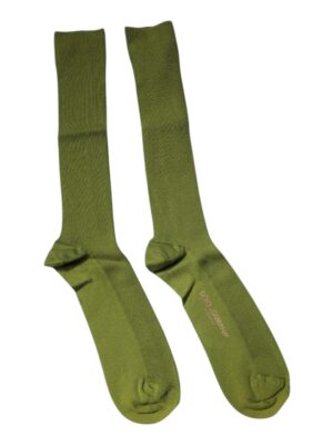 Dolce & Gabbana Green Cotton Logo Over The Calf Socks