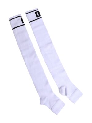 Dolce & Gabbana White Cotton DG Logo Print Open Toe Socks