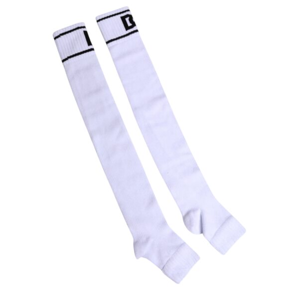 Dolce & Gabbana White Cotton DG Logo Print Open Toe Socks - Image 3