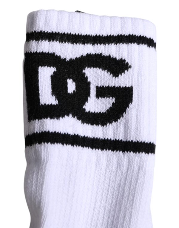Dolce & Gabbana White Cotton DG Logo Print Open Toe Socks - Image 5