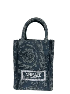Versace Athena Barocco Mini Top Handle Tote Crossbody Bag Black