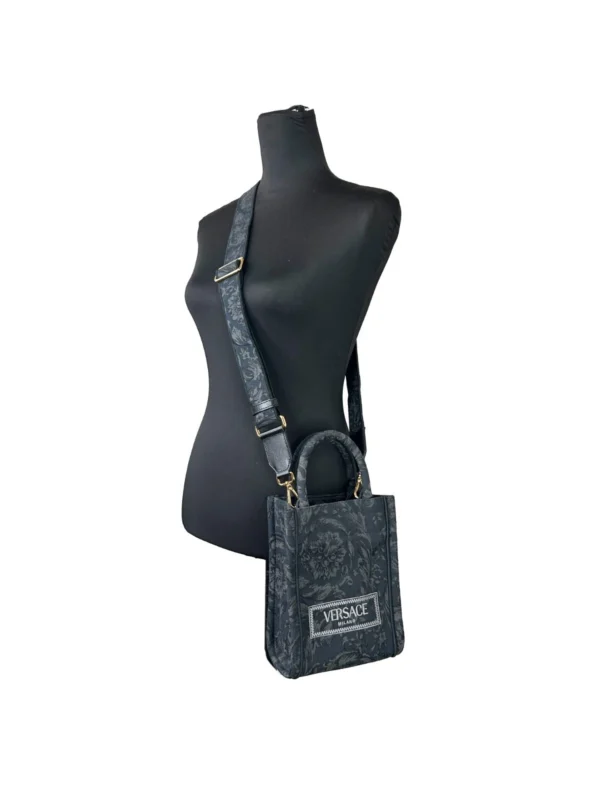Versace Athena Barocco Mini Top Handle Tote Crossbody Bag Black - Image 3