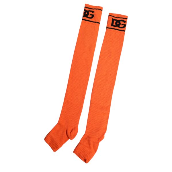 Dolce & Gabbana Orange Cotton DG Logo Print Open Toe Socks - Image 3