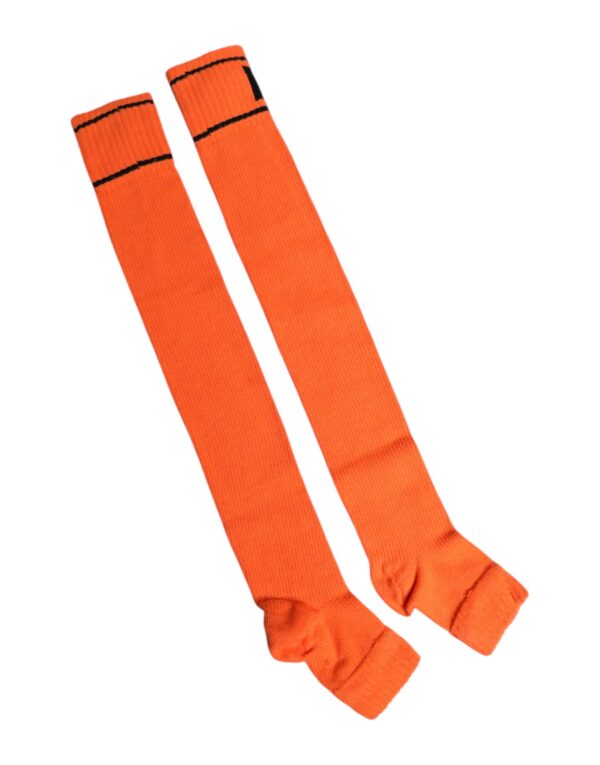 Dolce & Gabbana Orange Cotton DG Logo Print Open Toe Socks - Image 4