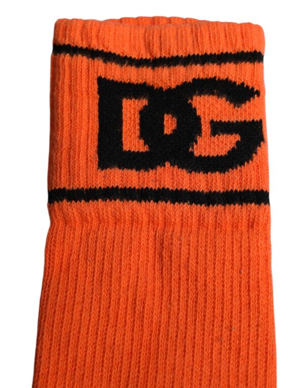 Dolce & Gabbana Orange Cotton DG Logo Print Open Toe Socks - Image 5