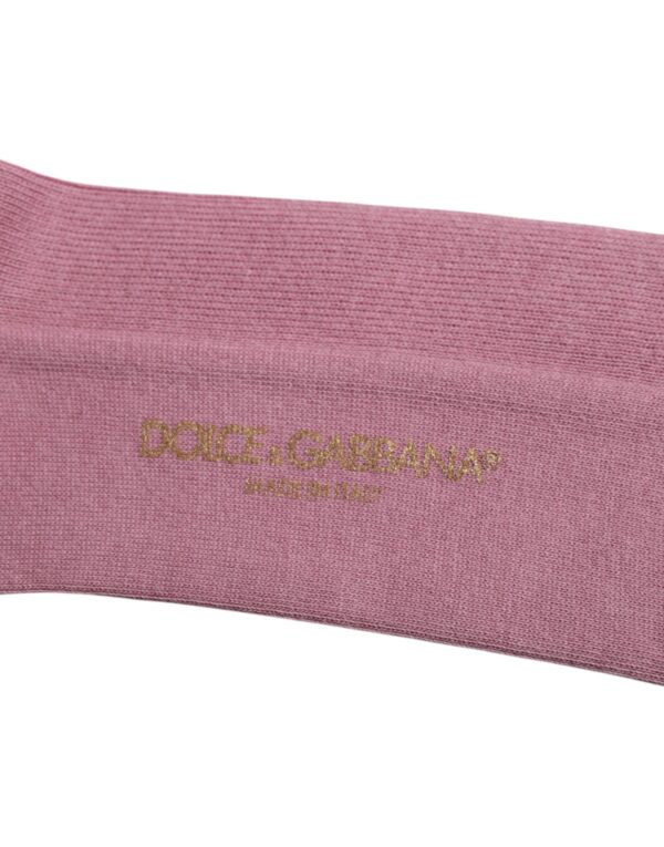 Dolce & Gabbana Rose Pink Cotton Over The Calf Socks - Image 4
