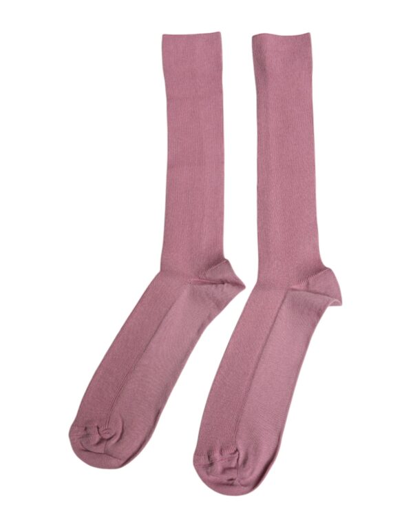 Dolce & Gabbana Rose Pink Cotton Over The Calf Socks - Image 5
