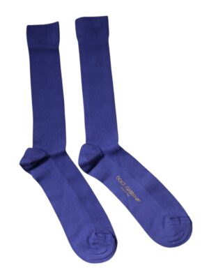 Dolce & Gabbana Purple Cotton Logo Over The Calf Socks