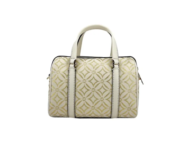 Michael Kors Travel Small Pebbled Leather Duffle Crossbody Handbag Pale Gold Multi - Image 2