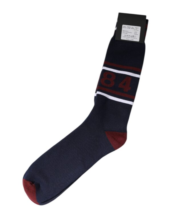 Dolce & Gabbana Blue Cotton Logo Mid Calf Men Socks - Image 4