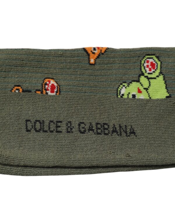 Dolce & Gabbana Green Nylon DG Bear Printed Mid Calf Socks - Image 4