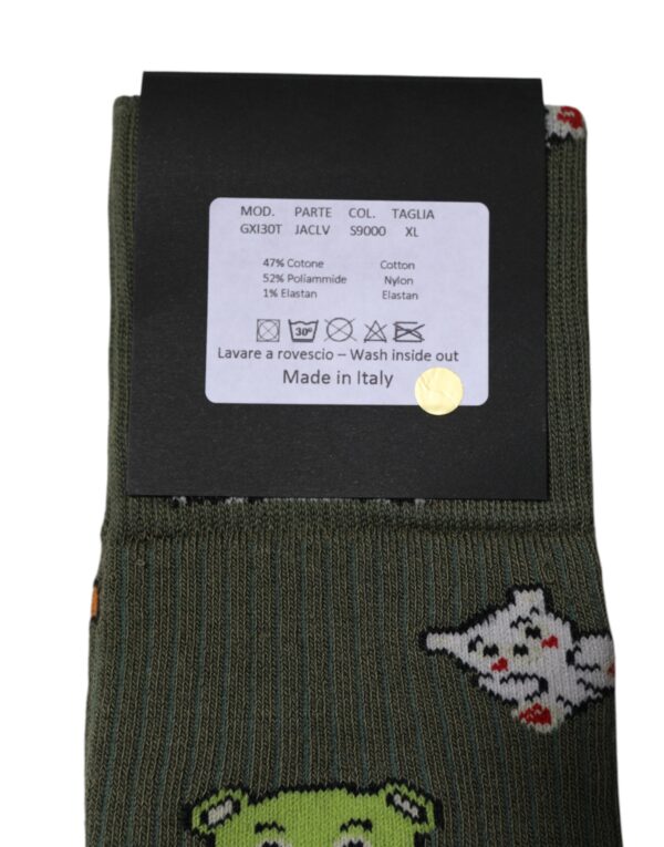 Dolce & Gabbana Green Nylon DG Bear Printed Mid Calf Socks - Image 5