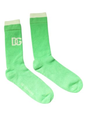 Dolce & Gabbana Green DG Logo Mid Calf Men Nylon Socks