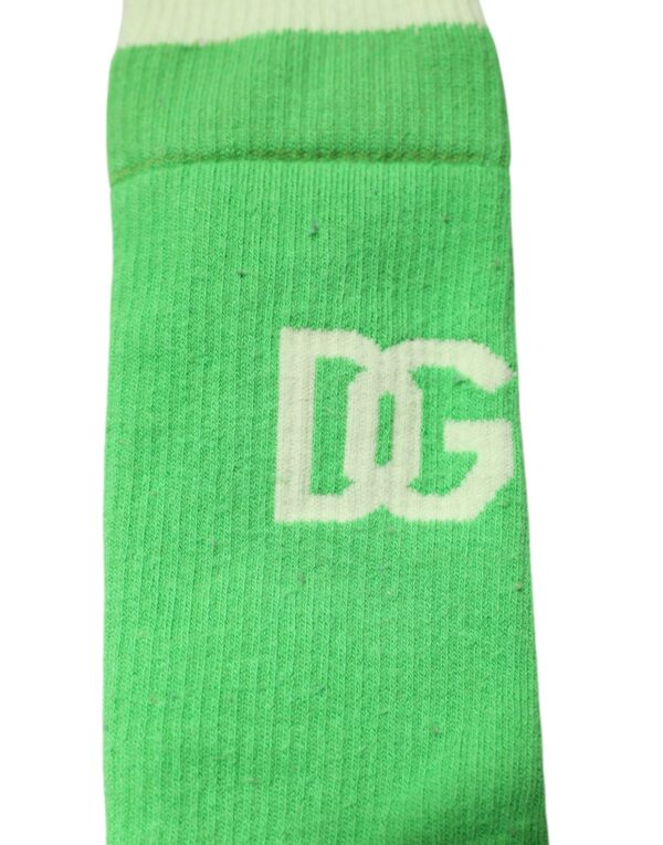 Dolce & Gabbana Green DG Logo Mid Calf Men Nylon Socks - Image 4