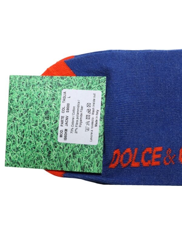 Dolce & Gabbana Blue Cotton DG Logo Print Mid Calf Socks - Image 5