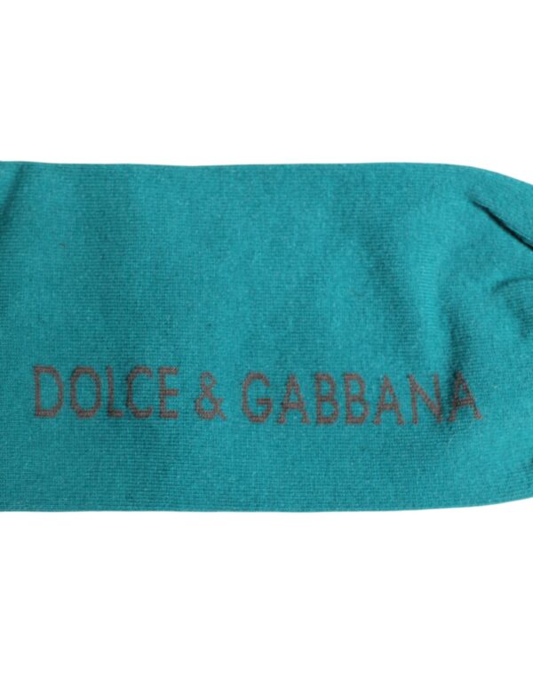 Dolce & Gabbana Green Gray Stretch DG Logo Mid Calf Socks - Image 5