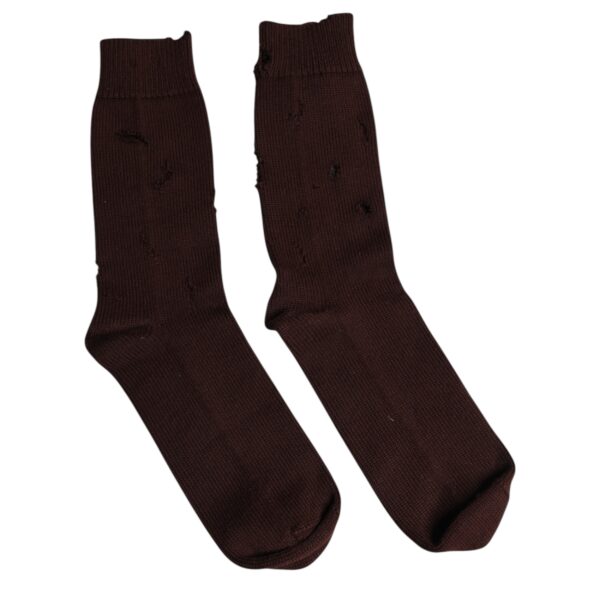 Dolce & Gabbana Brown Solid Cotton Stretch Mid Calf Socks - Image 3