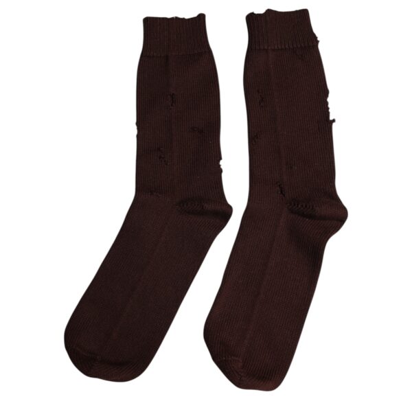 Dolce & Gabbana Brown Solid Cotton Stretch Mid Calf Socks - Image 5