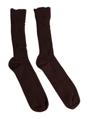 Dolce & Gabbana Brown Cotton Stretch Over The Calf Socks