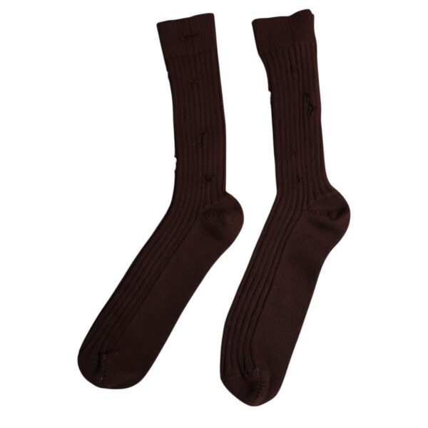 Dolce & Gabbana Brown Cotton Stretch Over The Calf Socks - Image 5