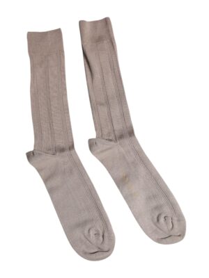 Dolce & Gabbana Brown Cotton Stretch Logo Over Calf Socks