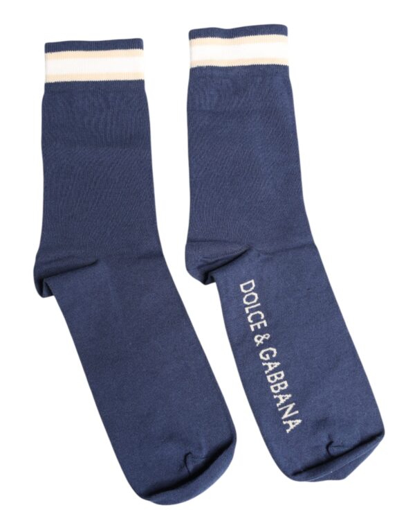 Dolce & Gabbana Blue Stretch DG Logo Print Mid Calf Socks - Image 2