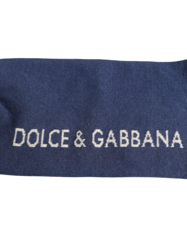 Dolce & Gabbana Blue Stretch DG Logo Print Mid Calf Socks - Image 5