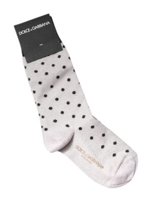 Dolce & Gabbana Gray Viscose Stretch Dotted Socks