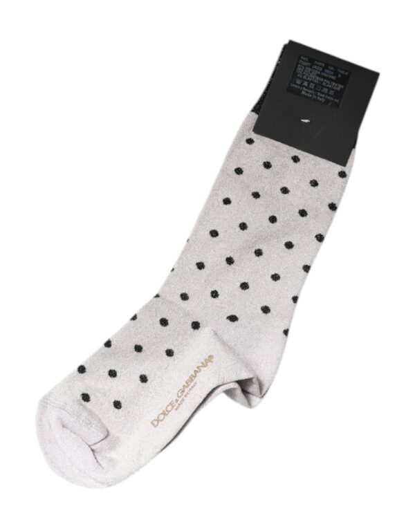 Dolce & Gabbana Gray Viscose Stretch Dotted Socks - Image 3
