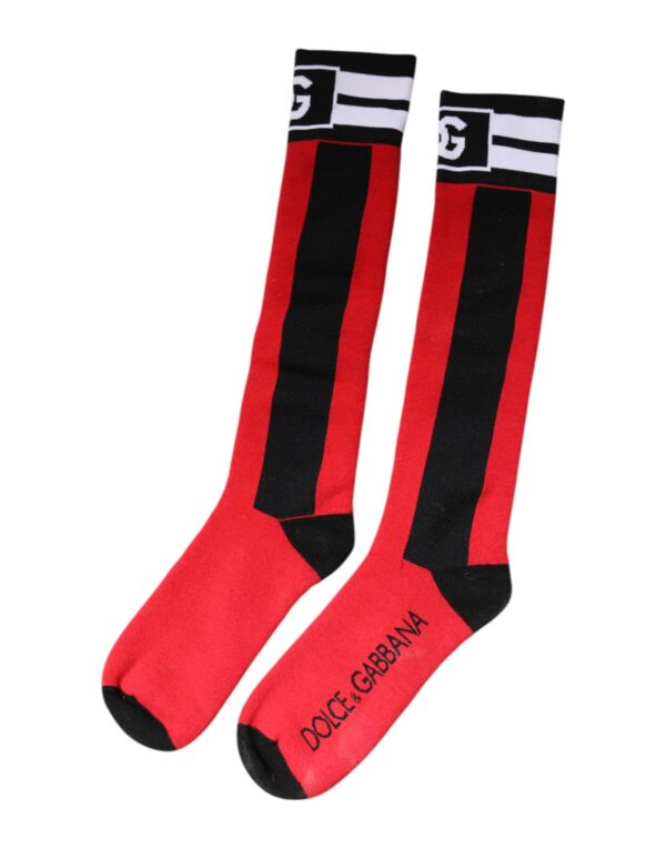 Dolce & Gabbana Red Cotton Stretch Printed Socks - Image 2