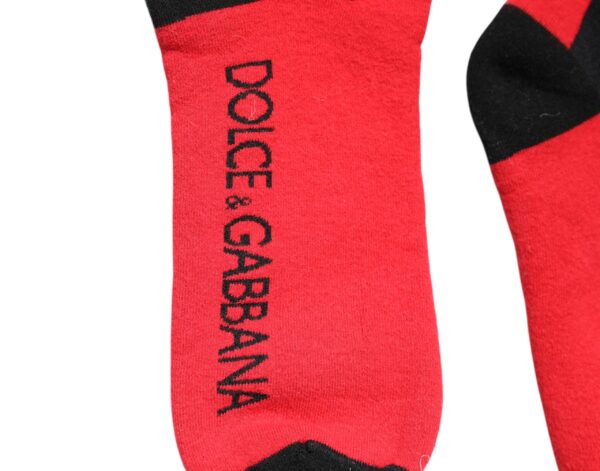 Dolce & Gabbana Red Cotton Stretch Printed Socks - Image 4