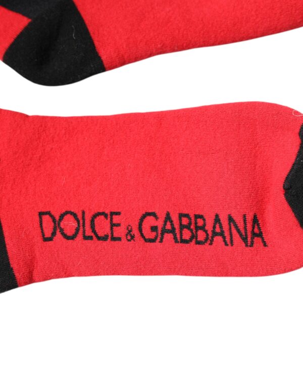 Dolce & Gabbana Red Cotton Stretch Printed Socks - Image 5