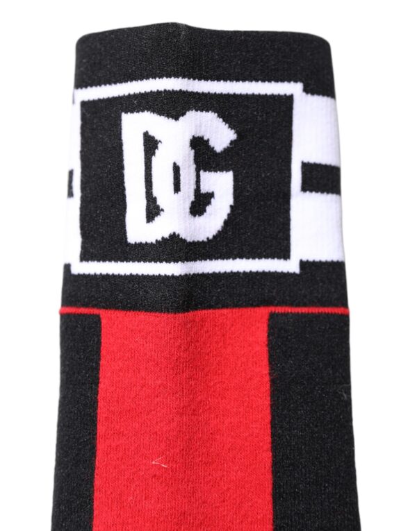 Dolce & Gabbana Red Cotton Stretch Printed Socks - Image 6