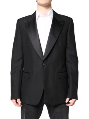 Dolce & Gabbana Black Wool Single Breasted Coat Blazer