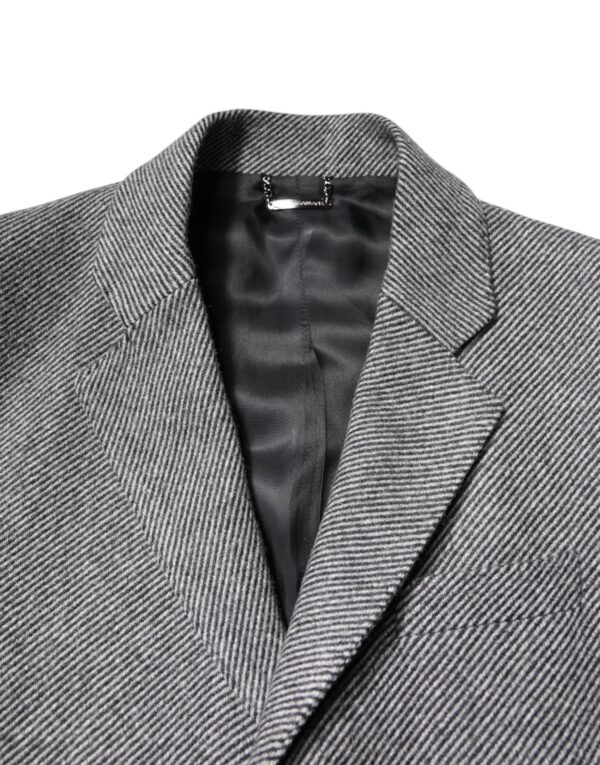 Dolce & Gabbana Gray Wool Single Breasted Trench Coat Jacket - Image 5
