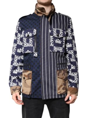Dolce & Gabbana Multicolor Cotton Logo Patchwork Coat Jacket