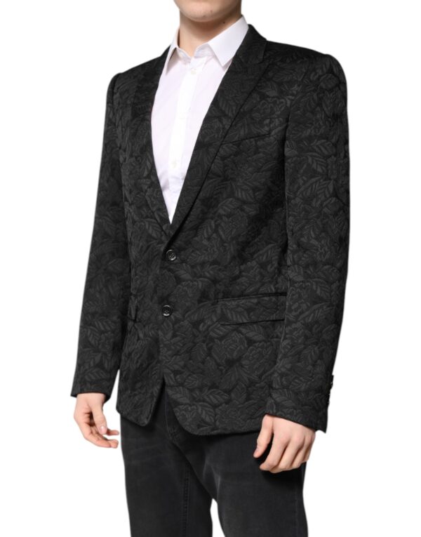 Dolce & Gabbana Black MARTINI Brocade Single Breasted Blazer - Image 3