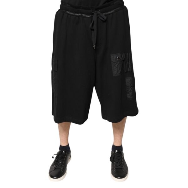 Dolce & Gabbana Black Cotton Men Cargo Sweatshorts Shorts - Image 5