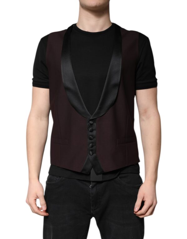 Dolce & Gabbana Maroon Wool Waistcoat Dress Formal Vest - Image 2