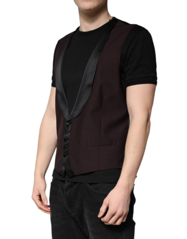 Dolce & Gabbana Maroon Wool Waistcoat Dress Formal Vest - Image 3