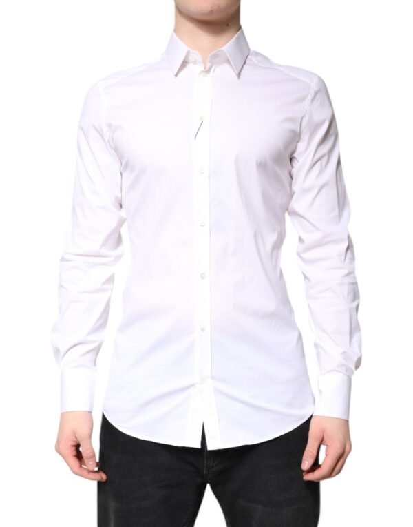 Dolce & Gabbana White Cotton GOLD Dress Formal Collared Shirt - Image 2