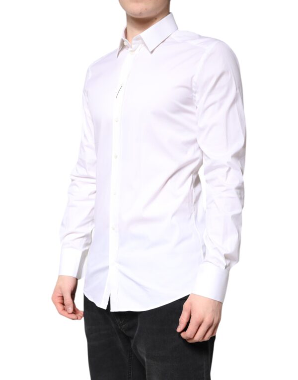 Dolce & Gabbana White Cotton GOLD Dress Formal Collared Shirt - Image 3