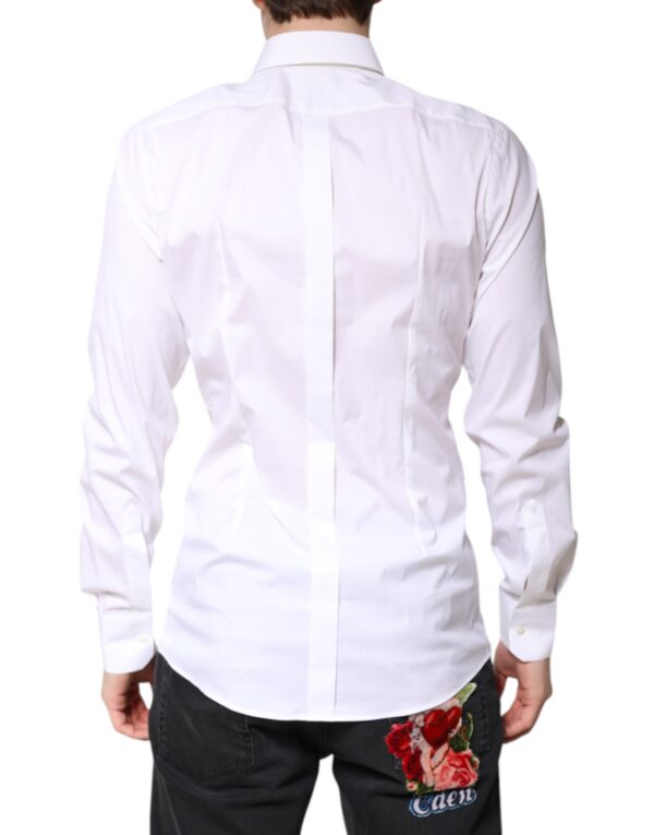 Dolce & Gabbana White Cotton GOLD Dress Formal Collared Shirt - Image 4