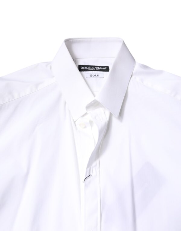 Dolce & Gabbana White Cotton GOLD Dress Formal Collared Shirt - Image 5