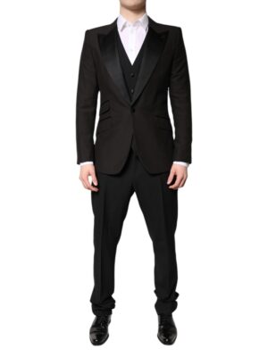 Dolce & Gabbana Black Single Breasted Formal 3 Piece Suit