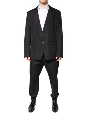 Dolce & Gabbana Black Cotton Single Breasted 2 Piece Suit