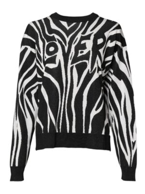 Dolce & Gabbana Black White Print Women Pullover Sweater