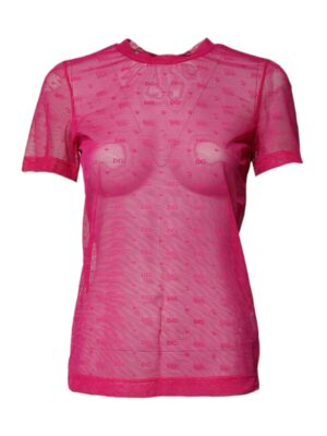 Dolce & Gabbana Pink Nylon See Through Women Short Sleeves Top