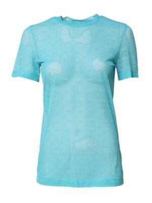 Dolce & Gabbana Blue Nylon See Through Women Short Sleeves Top